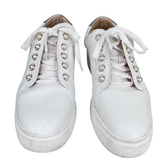 Alex Marie Wrenna Pearl Stud Embellished Leather Platform Sneakers 9M - Picture 5 of 10
